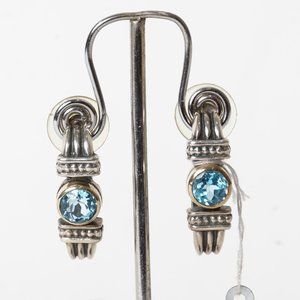 Designer Silver and 14k Gold Aquamarine Earrings